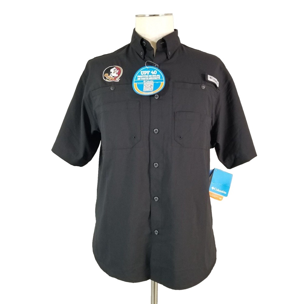 Columbia PFG Florida State Seminoles shirt men small black Omni Shade NEW